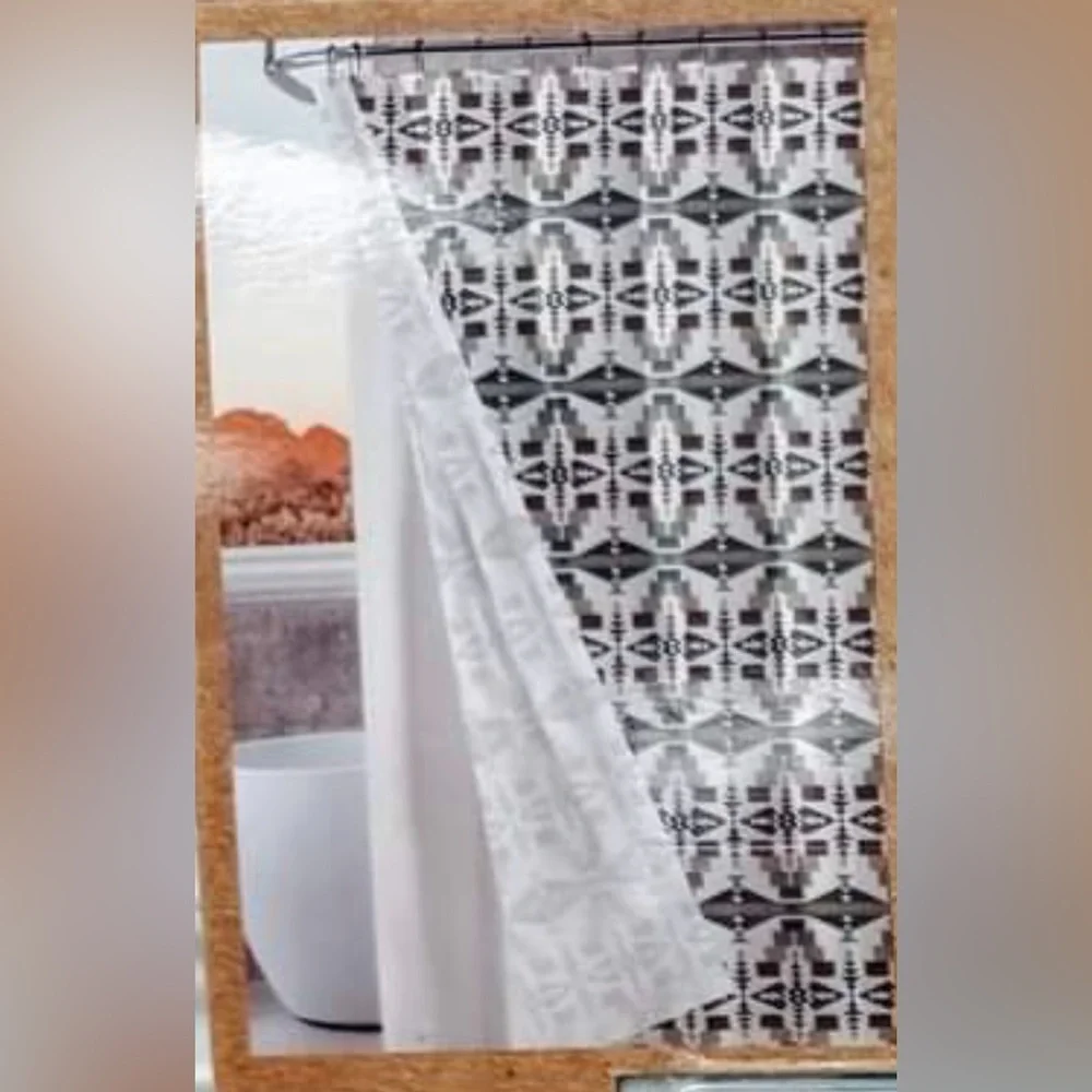 NEW Wrangler Shower Curtain Set 14pc Aztec Geometric Nolan Brown Style